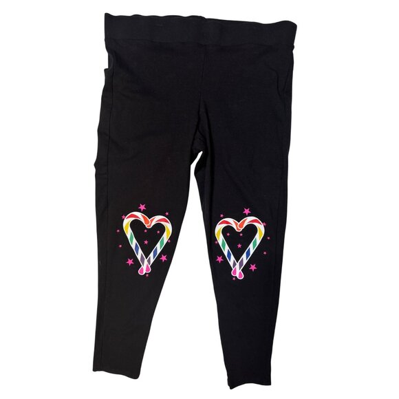 2/$30 Torrid Plus Size 2 Deep Black Leggings Rainbow Heart Print & Stars Design - Picture 1 of 14